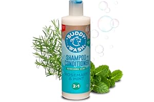 BUDDY BISCUITS Buddy Wash 2-in-1 Dog Shampoo and Conditioner for Dog Grooming, Rosemary & Mint, 16 oz. Bottle