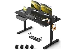 SogesHome Height Adjustable Electric Standing Desk with Drawer 63 x 28 Inches Ergonomic Sit Stand Up Desk with Memory Preset 