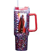 Spoontiques Superman Legacy 40oz Acrylic Travel Mug - Double Wall Acrylic with Sliding Lock Travel Lid and Straw - 11" Tall