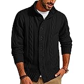 PJ PAUL JONES Men's Cardigan Sweaters Stand Collar Long Sleeve Cable Knit Button Down Sweater