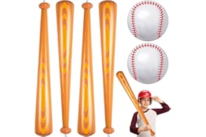 ZHBDMGK Inflatable Baseball Bat and Ball for Kids, 6Pcs Jumbo Baseball Beach Ball Set Including 4Pcs 40 Inch Baseball Bat Inflates and 2Pcs Beach Ball Baseball for Baseball Party Sports Game