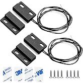 Magnetic Reed Switch,Normally Closed NC Waterproof Magnetic Switch,Micro Alarm Reed Switch 10W 100v 0.5A Magnetic Door Sensor Switch to DC 5V 12V 24V Lights（2 Pack）