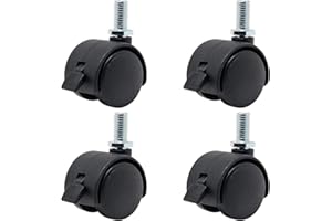 SWZHAI 4 PCS 1 Inch Threaded Stem Caster Wheels, Nylon Locking Swivel Casters Furniture Wheel with Locking Brake, Replacement Casters 1" Castor Wheels for Tables, Workbenches, Kitchen Shelf
