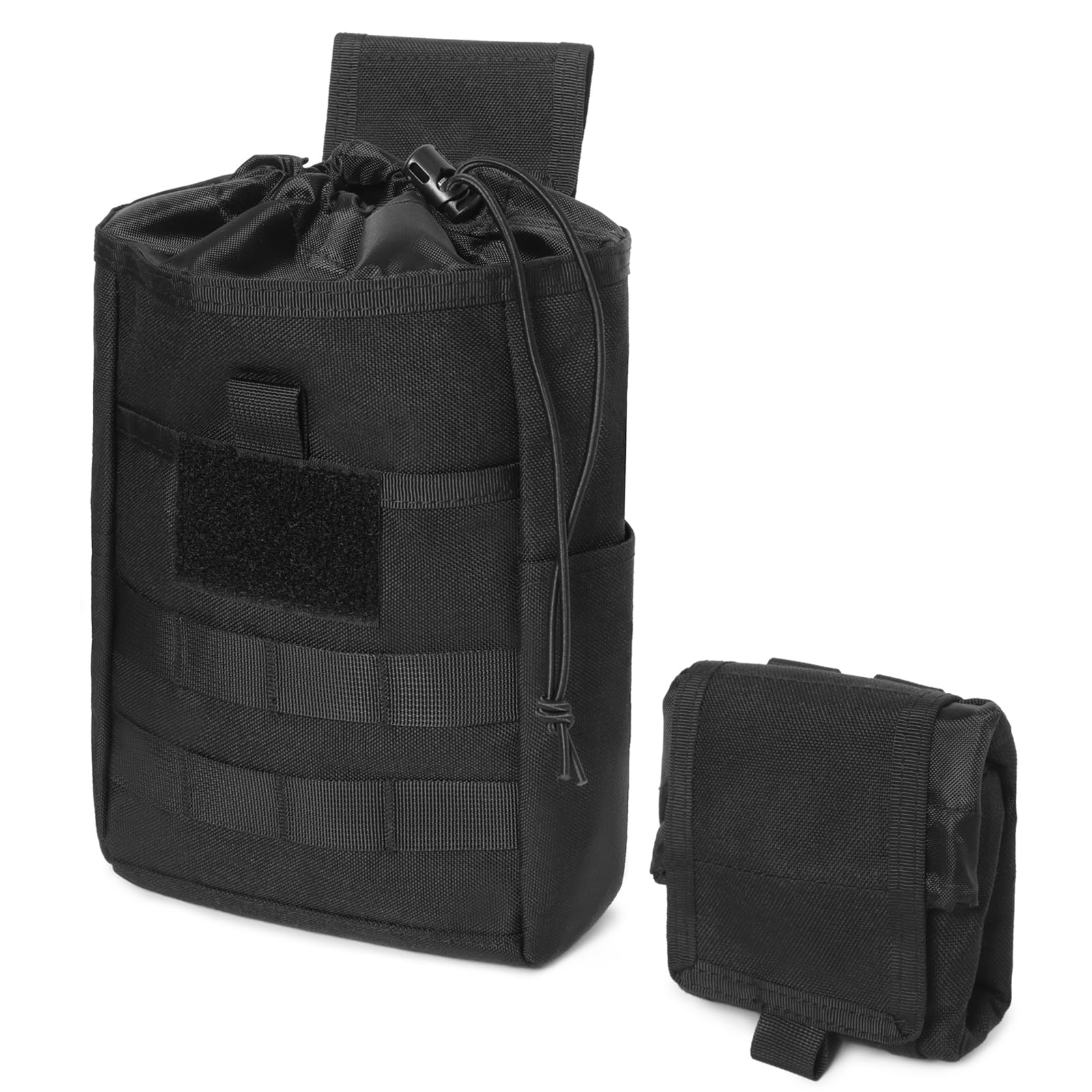 TRIWONDER Tactical Molle Dump Pouch Foldable Drawstring Magazine Pouch Utility Military Waist Bag for Outdoor Hunting Hiking (02 Black)