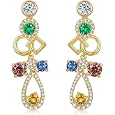 Dangle Earrings for Women Earring Silver Studs statement green blue red Rhinestone Cubic Zirconia Vintage dainty multi colorful
