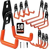 vivicreate 10 Pack Heavy Duty Garage Hooks Wall Mounted Steel Utility Storage Hooks for Tools Ladders Bikes Cables Equipment Organizer for Garage Taller Sótano Ganchos de Almacenamiento