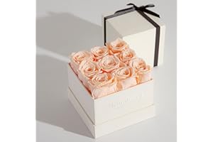 Fleur de Zen Forever Roses | Gift-Ready Preserved Roses in a Box, 100% Real Flowers for Delivery Prime | Fresh Roses, Valentines Day Gifts for Her | Champagne Eternity Roses