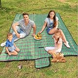 Armo Extra Large Tartan Picnic Blanket 200cm x 200cm Green with Carry Handle view 1