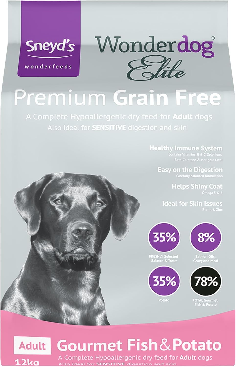 Wonderdog Grain-Free Salmon & Trout Dry Dog Food with Potato, 12 kg (Pack of 1)