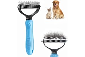 TSXUREPAW Dog Undercoat Rake Pet Grooming Tool, Deshedding Dog Brush 2-Sided Shedding Comb for Tangles Mat Remover, Long Hair Cat Combs Husky Brush with 26 Teeth