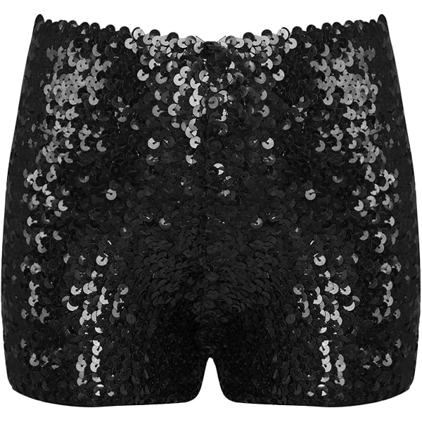 Short Femme à Paillettes Taille Basse - Rave, Festival, Clubwear, Stretch, Tenue Décontractée