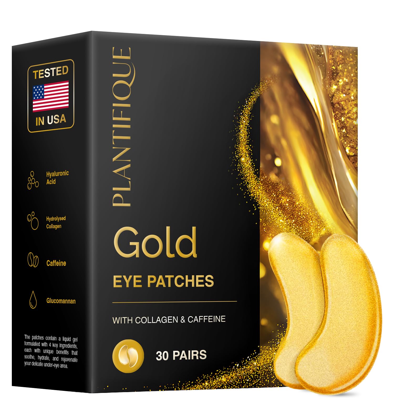 Plantifique Under Eye Masks Anti Wrinkle 20 Pairs Under Eye Patches Gold Eye Masks Skincare for Dark Circles and Puffiness Puffy Eyes Under Eye Mask Skincare Gel Patches for Women & Men