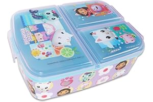 Gabby's Dollhouse Multi Compartment Lunch Box Set - Bento Box with Multiple Compartments - Spill-Proof and Leak-Proof - Durab