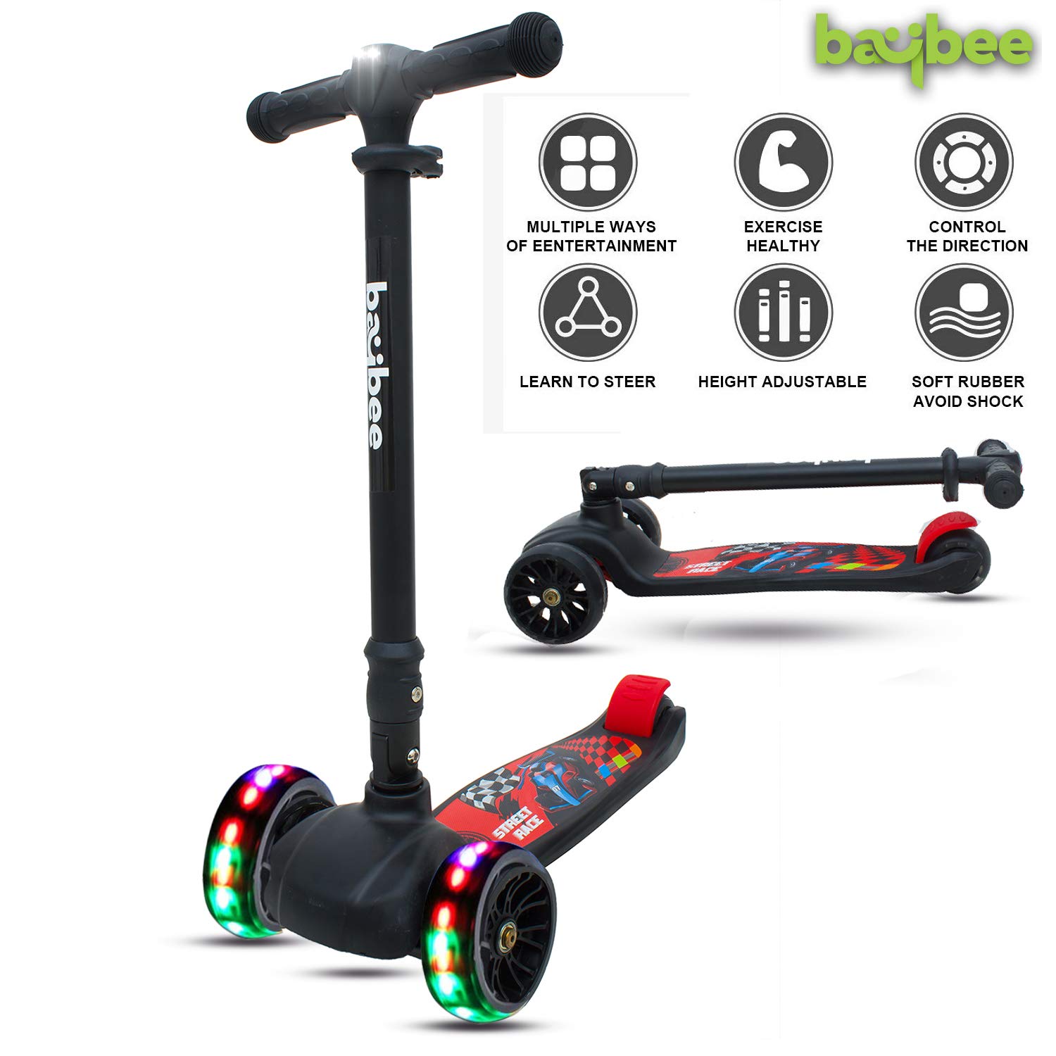 Baybee SPEEDFORCE 3 Wheel Folding Kick Kids Scooty Scooter Tricycle for