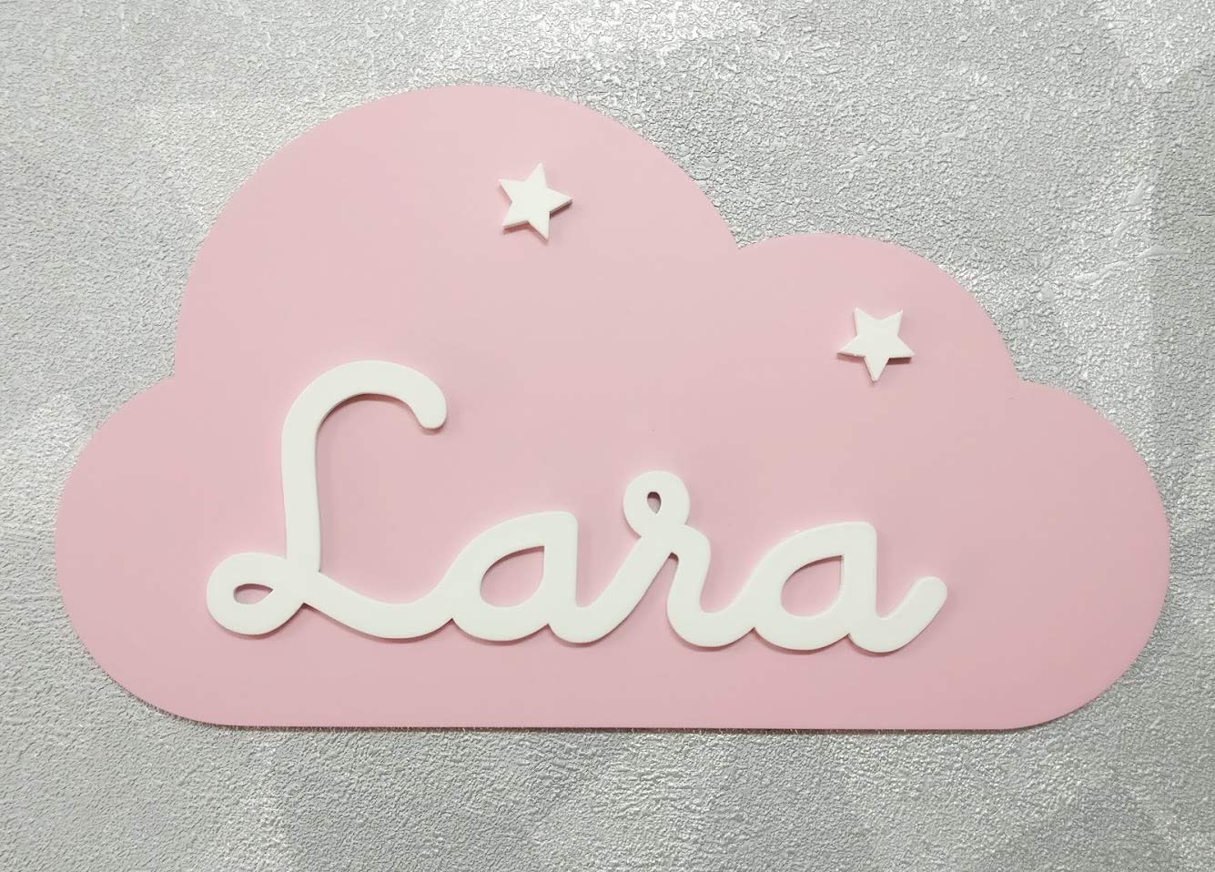 Placa decorativa infantil de madera en forma de nube personalizada con