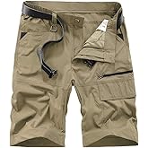 Kolongvangie Men's Outdoor Comfy Lightweight Quick Dry Stretchy Cargo Shorts with Multi Pockets (No Belt)