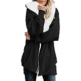 ReachMe Womens Fleece Zip Up Jacket with Pockets Oversized Long Sherpa Hoodie Fuzzy Jackets Warm Teddy Coat
