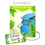 Child ID Bag Tags, Write-On Kids Name Tags for Backpack, Lunchbox & Diaper Bag, Great for Preschool & Daycare, Pack of 6 (Gre