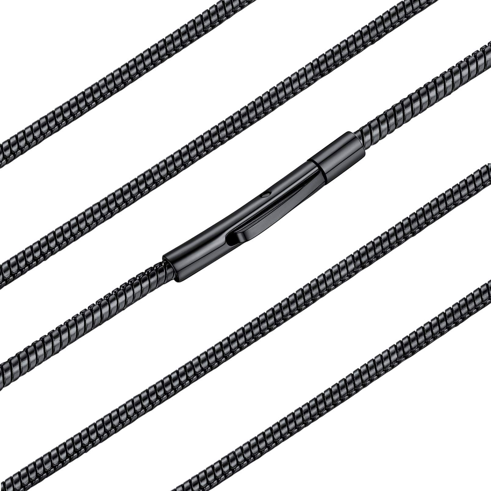 FaithHeart Solid Chains Necklace for Teen Boys, 2mm Round Snake Chain Replacement Rope Necklaces Cord 24inch Long Necklace for Friends Partners