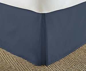 ienjoy Home Premium Pleated Dust Ruffle Bed Skirt, Queen, Navy