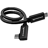 KONDOR BLUE | Right Angle 12" USB-C Braided Cable for 8K Data and Power Delivery | 20 Gb/s Transfer Speed, USB PD 100W Charging, & Thunderbolt 3 Compatible | Black