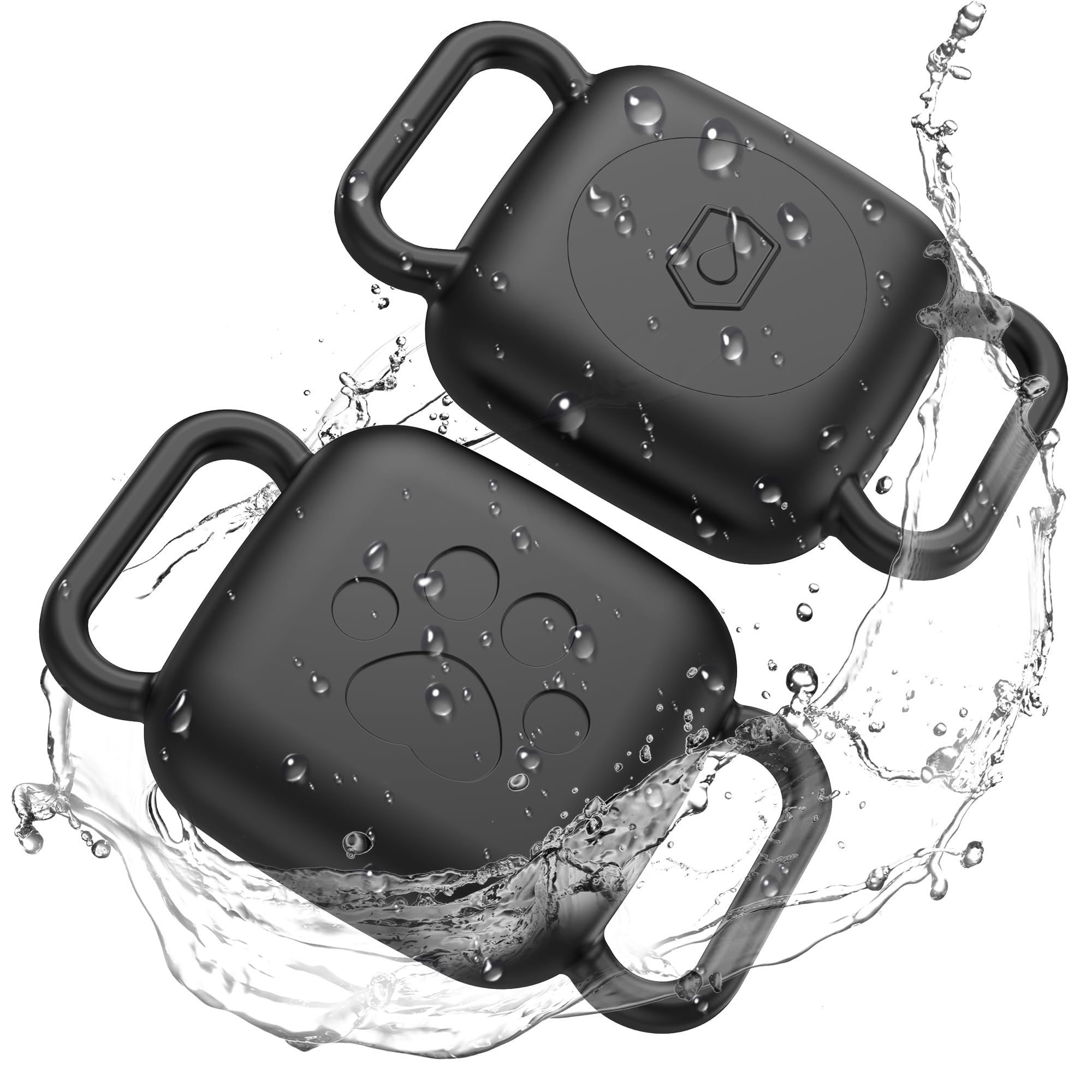 Photo 1 of Dog Collar Holder for Tile Mate 2024, 2 Pack Waterproof Silicone Case for cat pet Necklace Dropper, Scratch Resistant Dustproof Cover for Tile Tracker,Black/Black