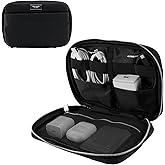 kate spade new york Nylon Tech Organizer Pouch - Electronics Cable Cord Organizer, Travel Case for Chargers, Power Bank, AirPods, and Accessories - Signature Black