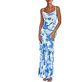 PRETTYGARDEN Maxi Dresses for Women 2026 Summer Tiered Floral Beach Sundress Spaghetti Strap Spring Wedding Guest Long Dress
