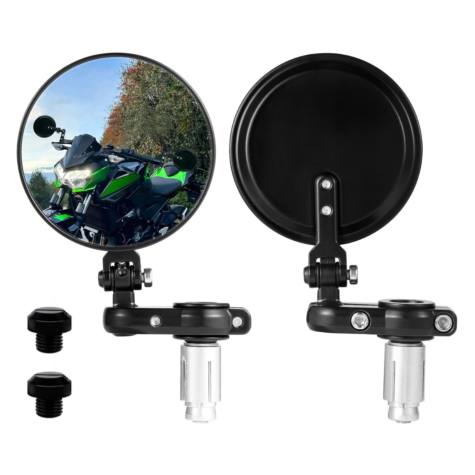 Photo 1 of Bar End Mirrors - 7/8" Handlebars Motorcycle Rear View Mirrors with Plugs for Honda Grom MSX125 CB650R Z125 pro Z650 Z750 Z800 Z900 MT-03 FZ-07 MT-09 FZ-09 MT-10 FZ-10 MT-25 FZ6 FZ8 FZ6R0 Accessories