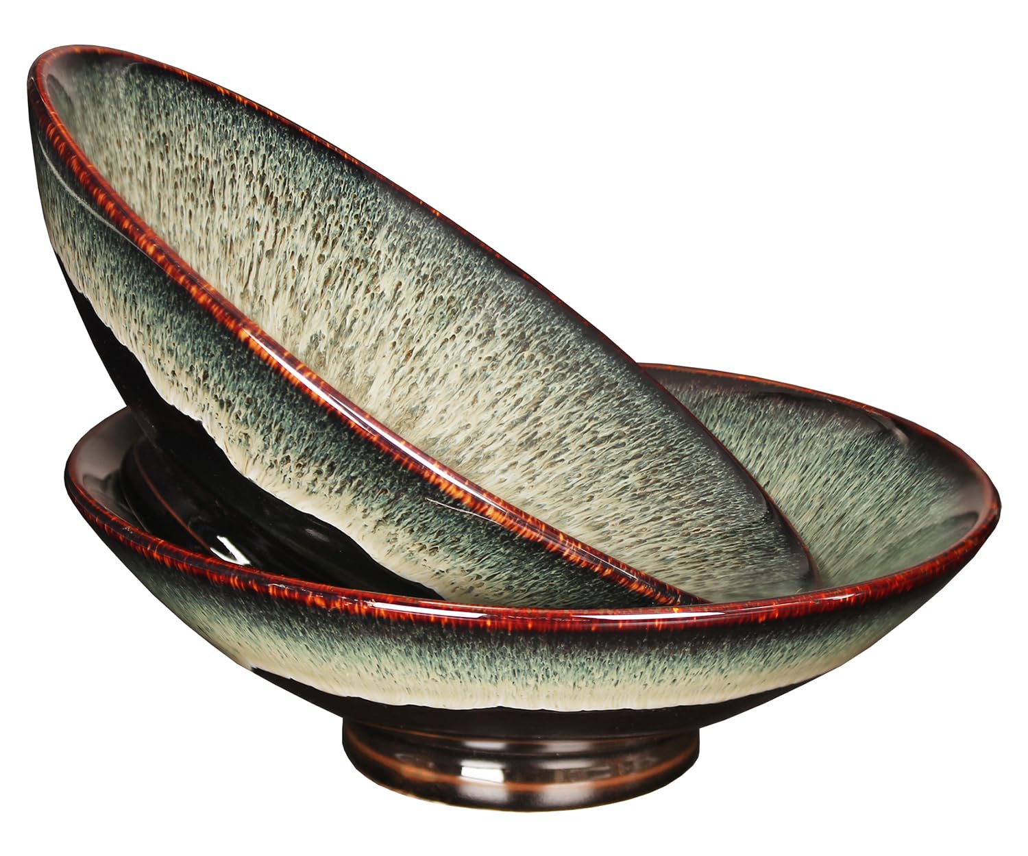 jinsongdafa Ceramic Japanese Ramen Noodle Soup Bowl Set of 2 - for Ramen, Pho,Soup,Salad, Pasta, Asian Dishes,Udon Noodles,Chinese Large Ramen Bowl - Microwave Dishwasher Oven Safe, 26.3 CM