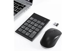 Wireless Number Pad and Mouse, Mini 2.4G 19 Keys Numeric Keypad with Mouse 3 Adjustable DPI, Financial Numeric Pad Combo for 