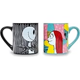 Disney The Nightmare Before Christmas Jack and Sally Meant To Be Ceramic Mugs, Set of 2 | BPA-Free Small Coffee Cups