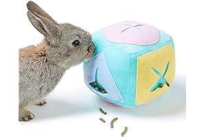 JEVND Large Rabbit Foraging Toy with Bell, Washable Puzzle Feed Game Rabbit Toy for Bunnies Boredom, Snuffle Ball Treat Dispenser Exercise Bunny Enrichment Toys, Bunny Toys for Indoor Bunnies(Random Color)