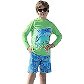 MILANKERR Toddler Boys Rash Guard Sets,Swim Trunks with Compression Liner,Swim Shirt Sets