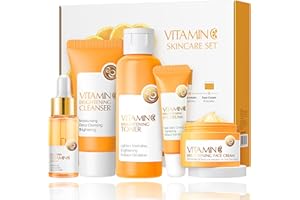 LAIKME Vitamin C Skincare Set, 5-In-1 Skincare Gift Set With Cleanser, Toner, Face Serum, Face Cream, And Eye Cream, Skin Care Products For Teen Girls, Long-Lasting Moisturizing Skincare Set For Women Men
