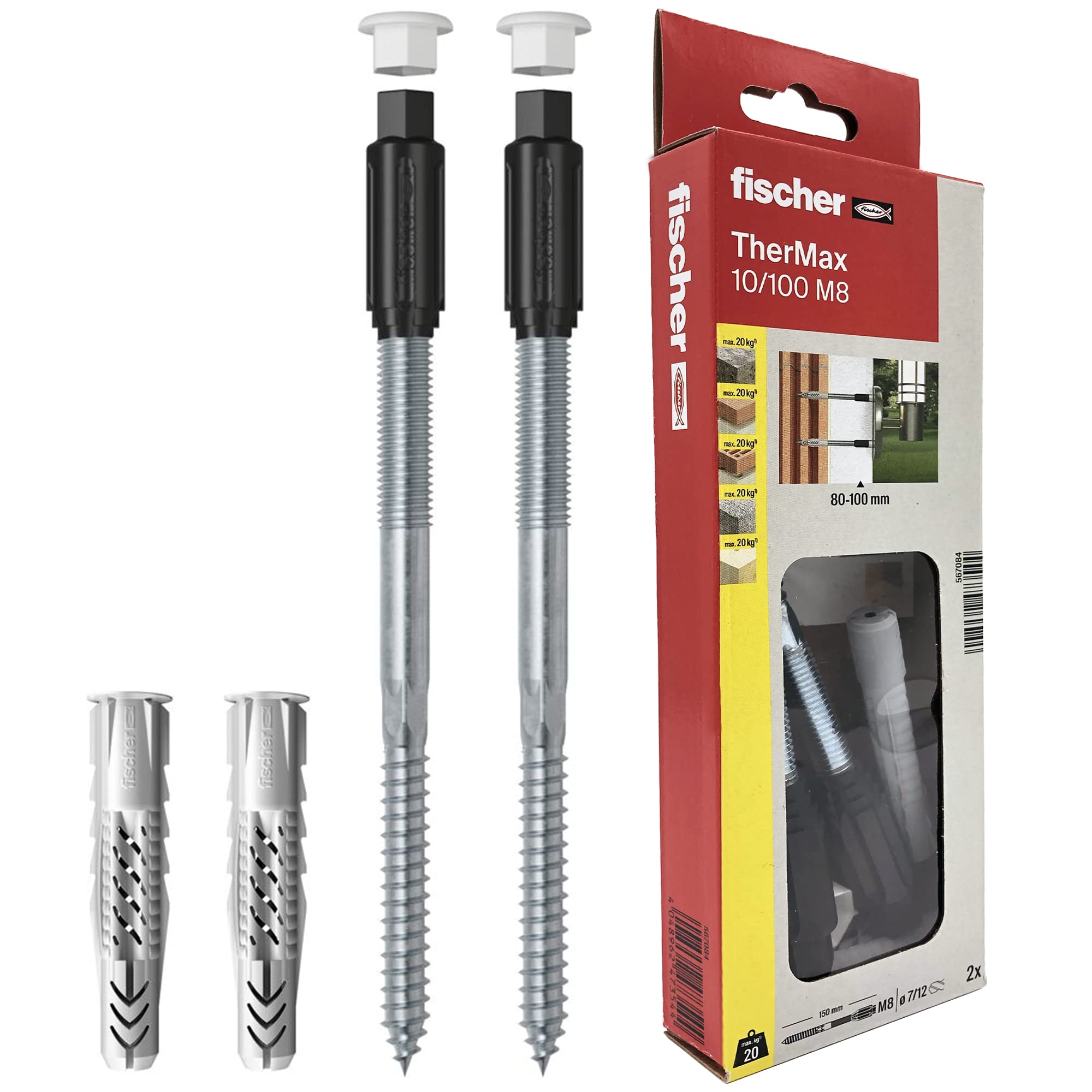 Fischer Thermax 10/100 M8 Fixing Anchors on Insulating Coat Max 100 mm, 2 pcs