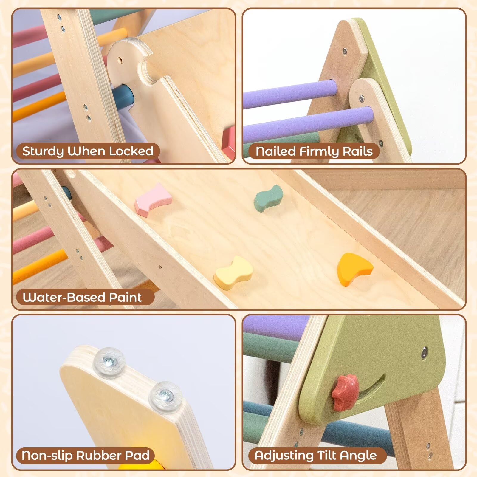 aiwo 7-in-1 Pikler Triangle Set Toddler Climbing Toys Indoor, Montessori Baby Climbing Gym, Climbing Set for Toddlers 1-3 Jungle Gym