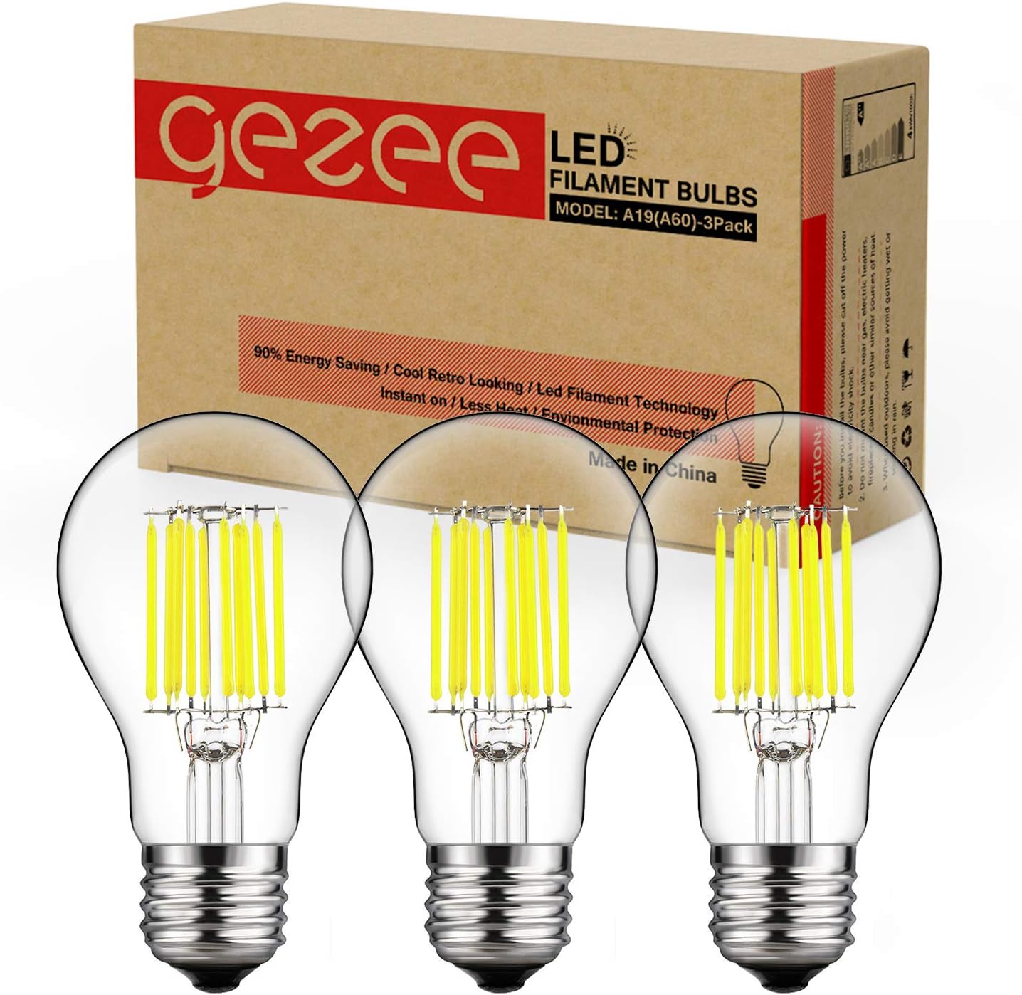 GEZEE 10W Edison Style Vintage LED Filament Light Bulb, 100W