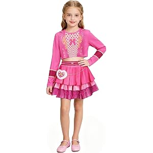 Wonderland Red Pink Blue Dress Set for Girls 5-12 Y | Wonderland Inspired Long Sleeve Top and Skirt Set, Soft Breathable Fabr
