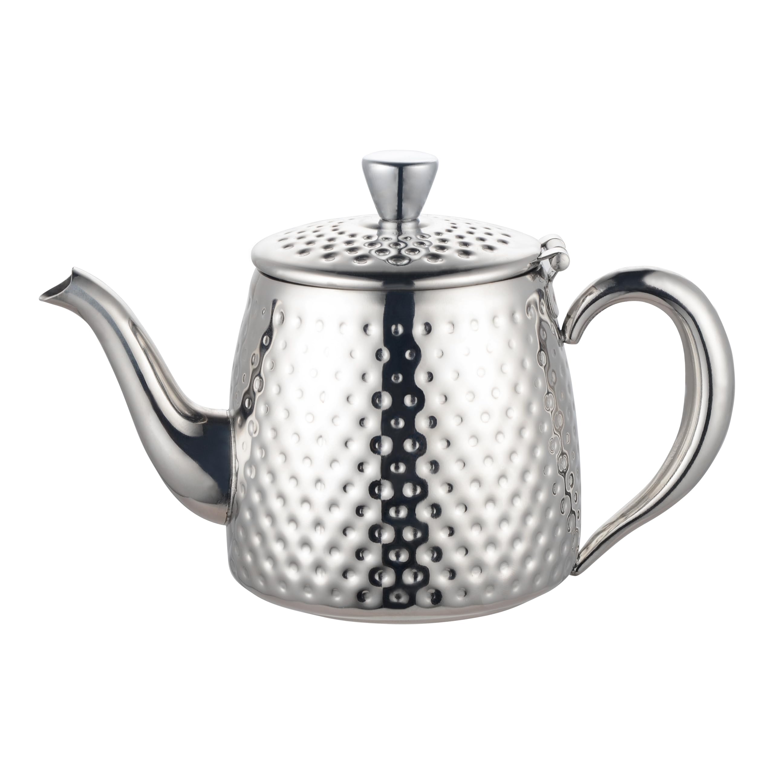 Café Olé SDT-048 Sandringham Teapot, 48oz (1.35 litres) Mirror Polished 18/10 Stainless Steel with Hammered Finish