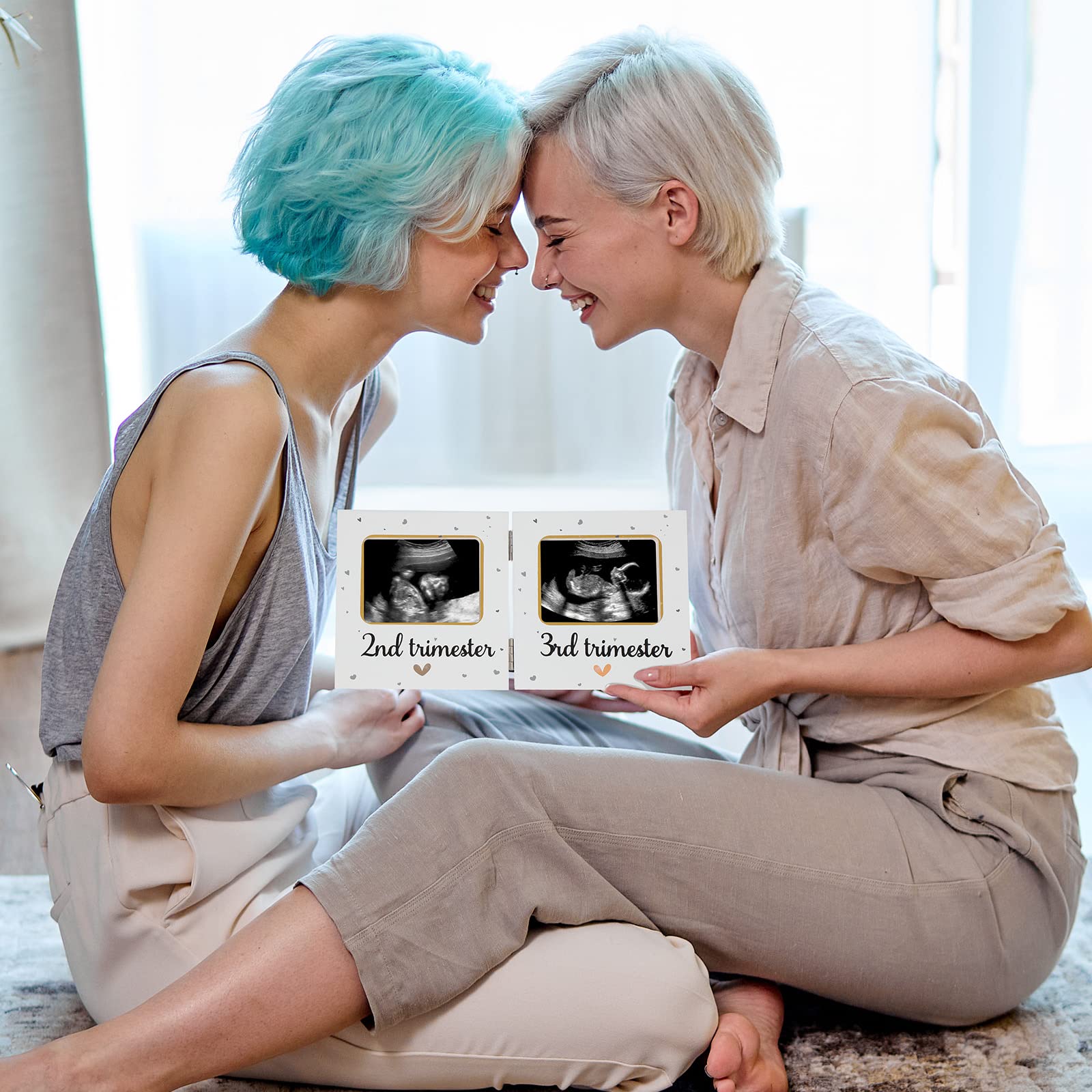 Amyhill Triple Ultrasound Picture Frames, Baby Sonogram Photo Frame Pregnancy Ultrasound Keepsake Frame, Gift for Expecting Parents, Baby Shower Nursery Decor, White