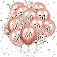 50th Birthday Balloons 18 Pcs Rose Gold Happy 50th Birthday Latex Balloons Confetti Balloons for Men Women 50th Anniversary Birthday Party Decorations Rose Gold Balloons Birthday Decor Supplies12 inch