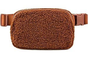 EASRTA Fleece Belt Bag for Women, Sherpa Crossbody Fanny Pack Bag Small Waist Bag with Adjustable Strap(Brown)