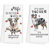 EGBTL Australian Shepherd Gifts Kitchen Towels Set of 2, Funny Dog Hand Towels for Kitchen Bathroom Decor, for Women Dog Lovers Moms Owners Dishcloths Dish Towel 16X24 Inches
