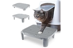 VOVOLOKI Cat Litter Ramp for Self-Cleaning Cat Litter Box Step Stairs, Double Layer Waterproof Urine Proof Trapping Mat Easy to Clean (19.7x16 Inch, Grey)