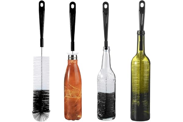 ALINK 16in Extra Long Black Bottle Cleaning Brush Cleaner for Washing Narrow Neck Beer, Wine, Kombucha, Thermos, Carafe,Brewi