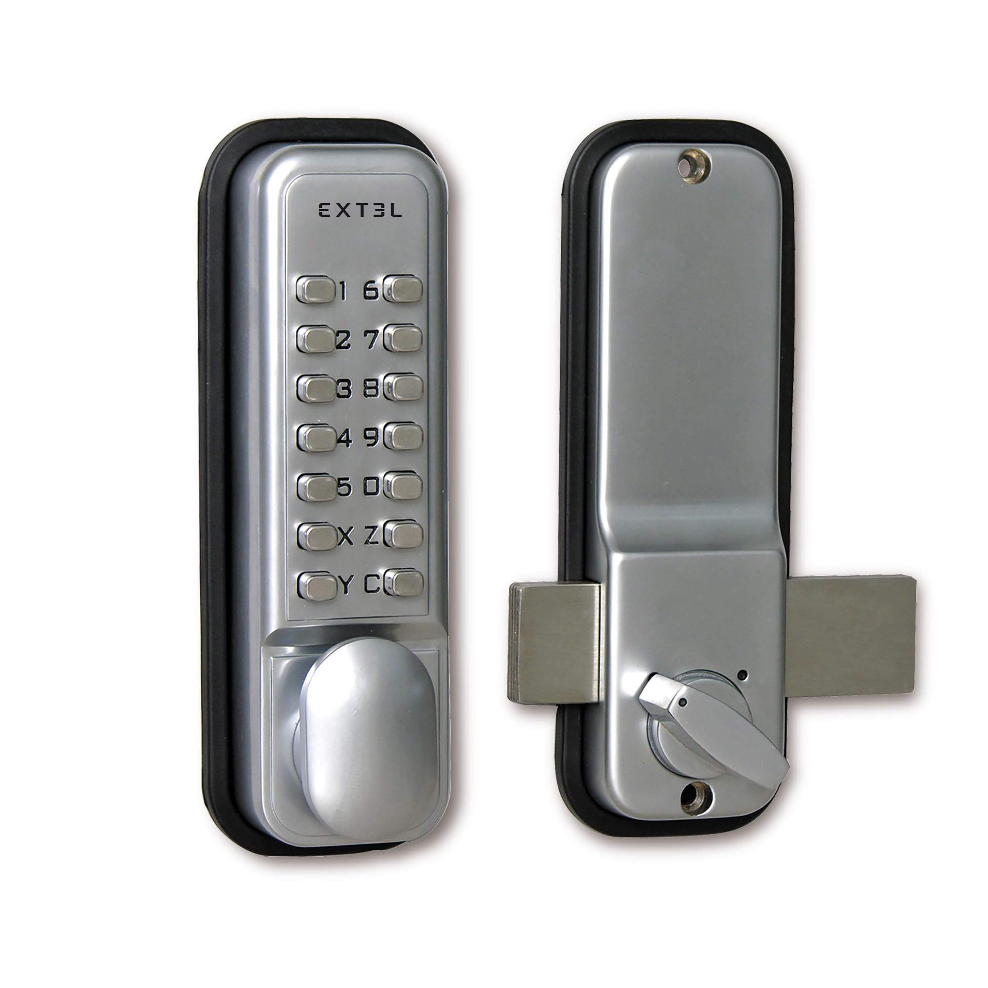 Extel - Weca Door Lock - Wall Mounted, freestanding Lock on Door Between 33 and 60 cm Thick - 109057, Grey