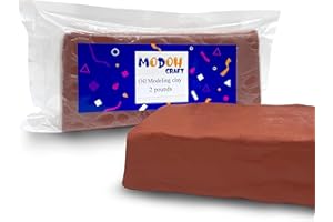 MODOH Plasticine Oil Based Modeling Clay, Non Hardening Reusable Clay, Non Toxic No Bake Professional Oil Base Sulfur Free Sculpting Clay (Terracotta, 2 Lbs)