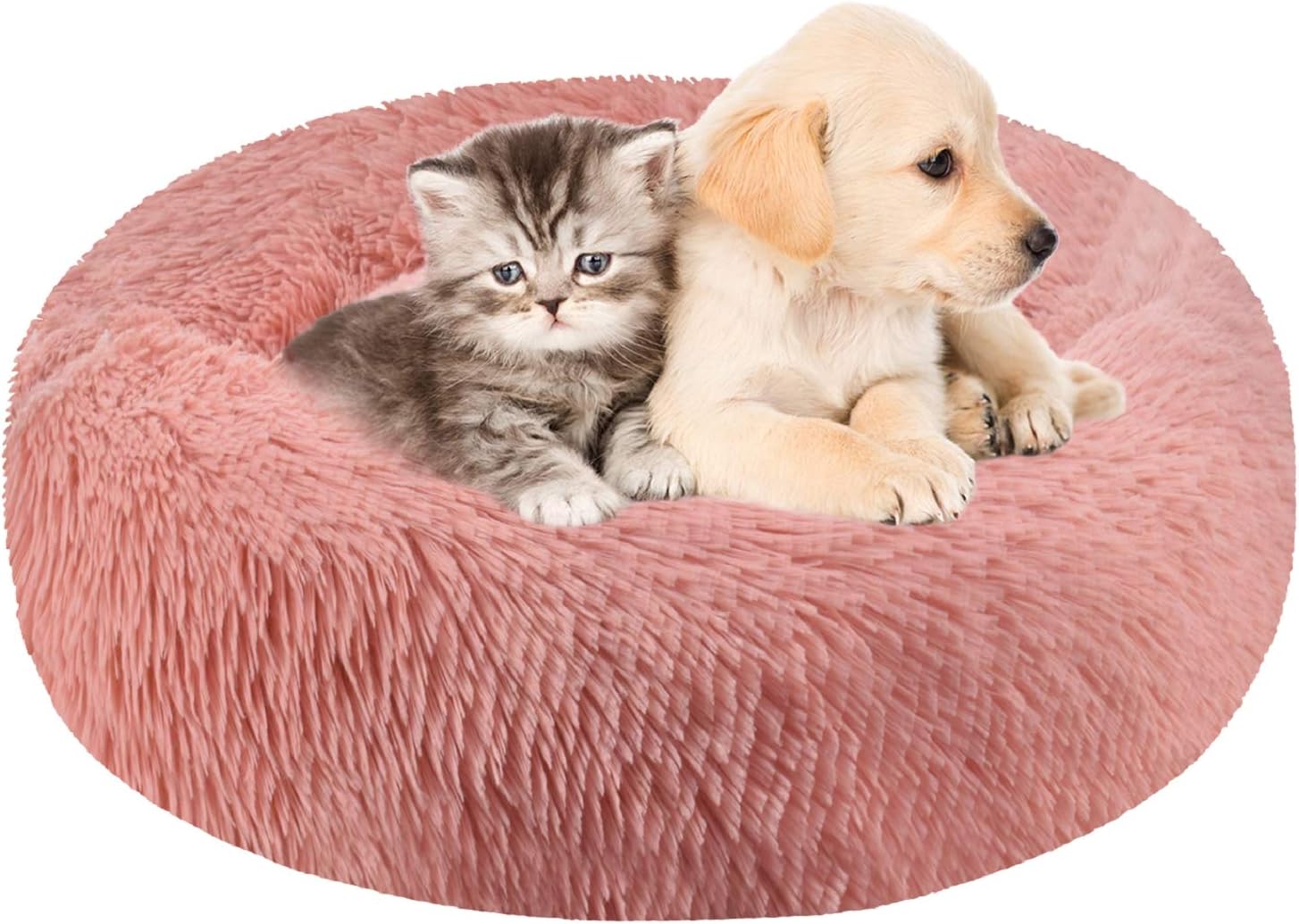 YUSONGIRL Weiches Plüschbett für Hunde und Katzen, rund, rutschfest