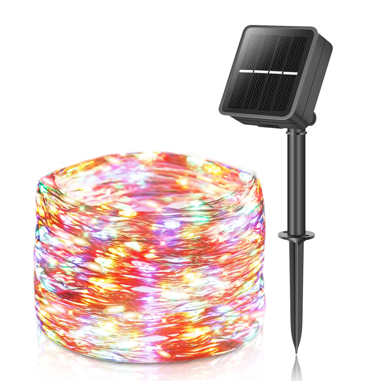 STANBOW Solar Fairy Lights Outdoor, 46FT 120LED Solar Powered Cluster String Light 8 Modes Waterproof Garden Lights for Patio Fence Tree Wedding Party Christmas(Multicoloured)